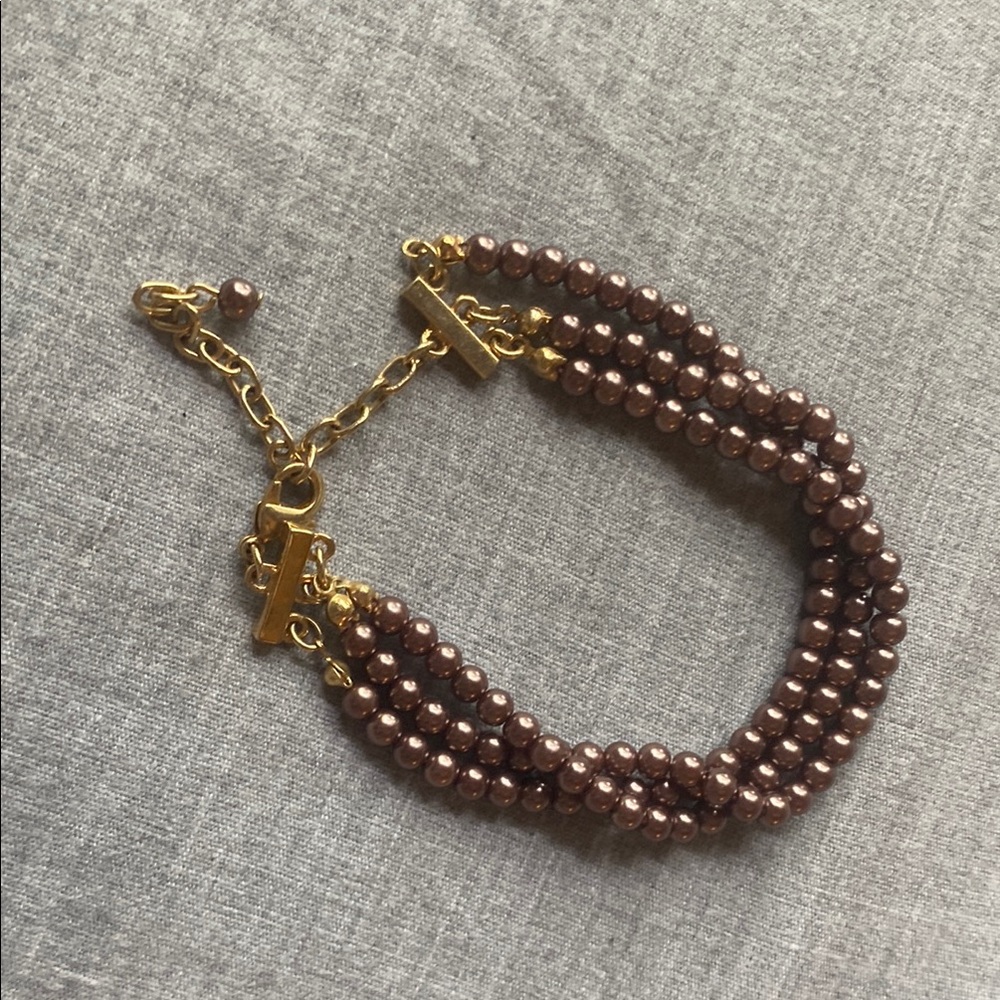 Elegant Gold and Brown Beaded Bracelet